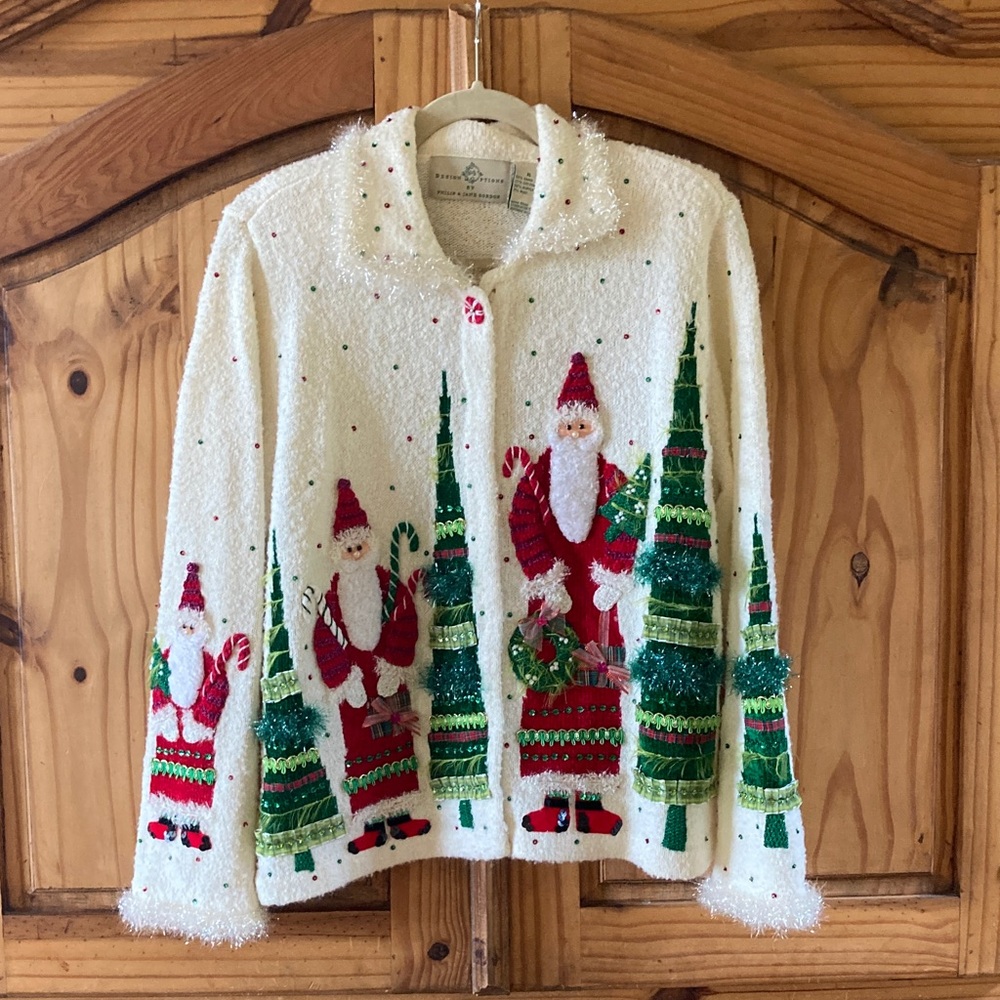 Design Options by Philip & Jane Gordon Christmas Trees sweater size XL
